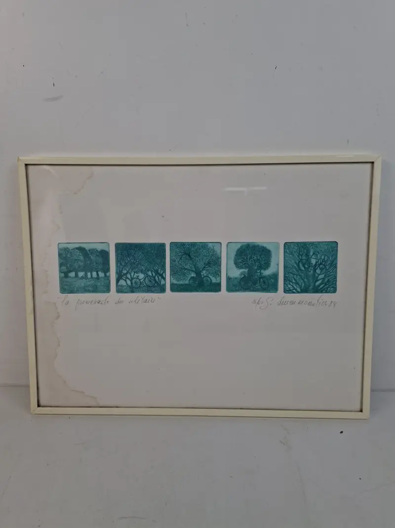 Originele Genummerde Ets: "La promenade du solitaire" – Kunst uit 1984 (Oplage 36/60) – kavel bij De Kringwinkel, Waardamme