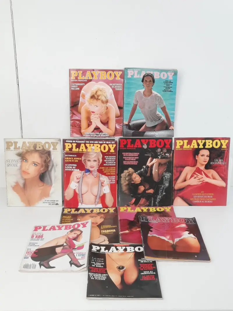 Lot vintage Playboy magazines – Franse edities (jaren '70 en '80) – kavel bij De Kringwinkel, Waardamme