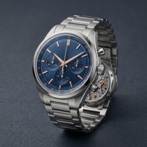 Mechanisch chronograaf-horloge op een houten bureau – horlogeveilingen in de veilingkalender van Geveild.com