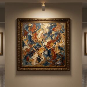 Ingelijst olieverfschilderij in een galerie – kunstveilingen in de veilingkalender van Geveild.com